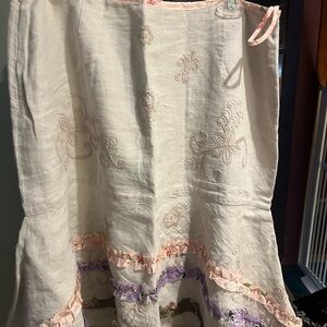 J. Jill Cream Midi Skirt with Pink & Lavender Trim